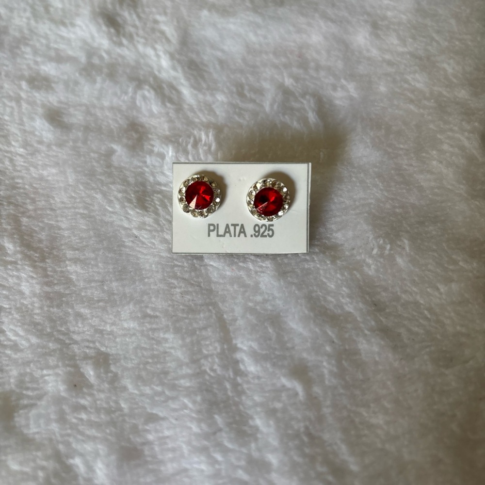 Red Gemstone Stud Earrings